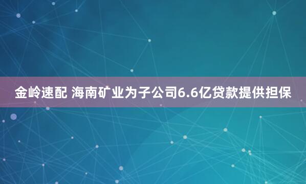 金岭速配 海南矿业为子公司6.6亿贷款提供担保