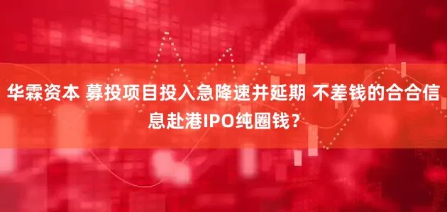 华霖资本 募投项目投入急降速并延期 不差钱的合合信息赴港IPO纯圈钱？